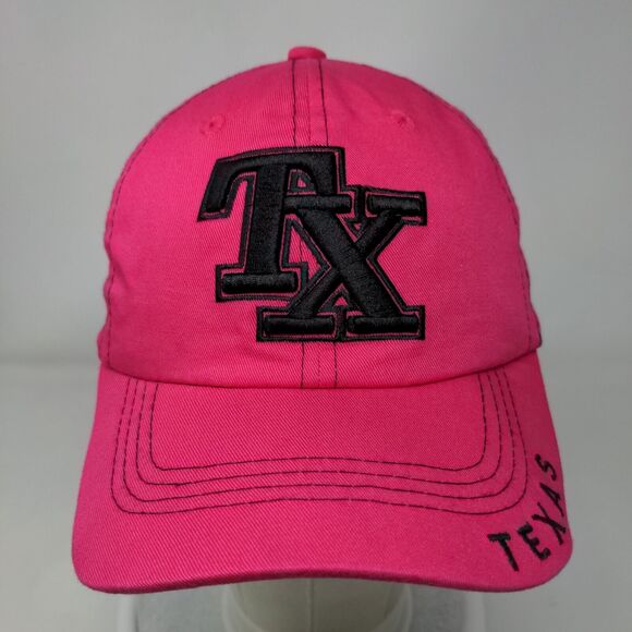Texas Slideback Hat Pink One Size Adjustable Embroidered Vented Holes Sports Cap - Picture 2 of 7